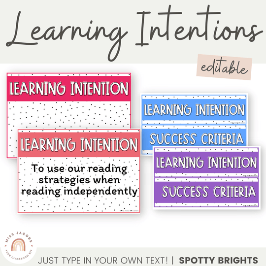 Learning Intention and Success Criteria Display - Spotty Bright