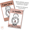 Time & Clock Posters | Boho Rainbow | Editable Neutral Classroom Decor - Miss Jacobs Little Learners